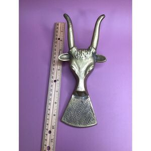 VINTAGE SOLID BRASS BOOT JACK HORN BULL DESIGN/‎ home decor/door holder
